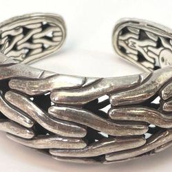 FREE SHIPPING! John Hardy 925 Silver Bamboo Dancing Monkey Interior Hinged Cuff Bracelet 7”
