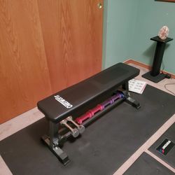 Flat Weight Bench with Hand Weights