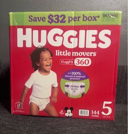 Huggies Little Movers HuggFit 360• Size 5 (144 Diapers)Brand New!