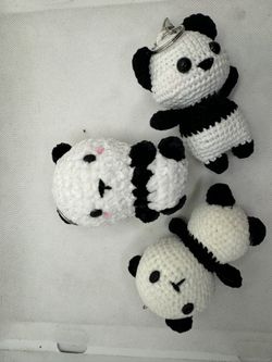 Homemade Crotchet Panda Yarn Amiguri Keychains