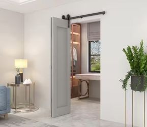 CALHOME
42 in. Black Single Bi-Fold Front Mount Sliding Barn Door Track and Hardware Kit