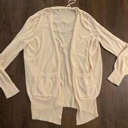 Womans Biege Cardigan Sweater Size Medium Large By Wishlist #3