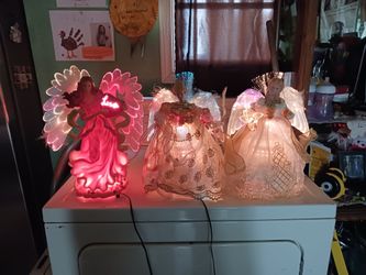 12" Lighted Angel Figurines Set of 3