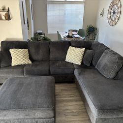 Gray L - Couch w/ Ottoman (NEEDS TO BE GONE ASAP)
