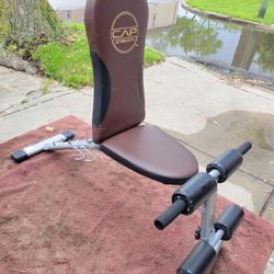 CAPS. ADJUSTABLE BENCH (90%- SITUP) DUMBBELLS HOOKS UNDERNEATH  EXCELLENT CONDITION 
7111.S WESTERN WALGREENS 
$70. CASH ONLY AS IS 