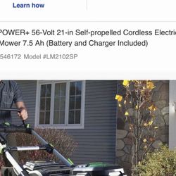 Lawn Mover  56 Volt 21 In Self Propelled 