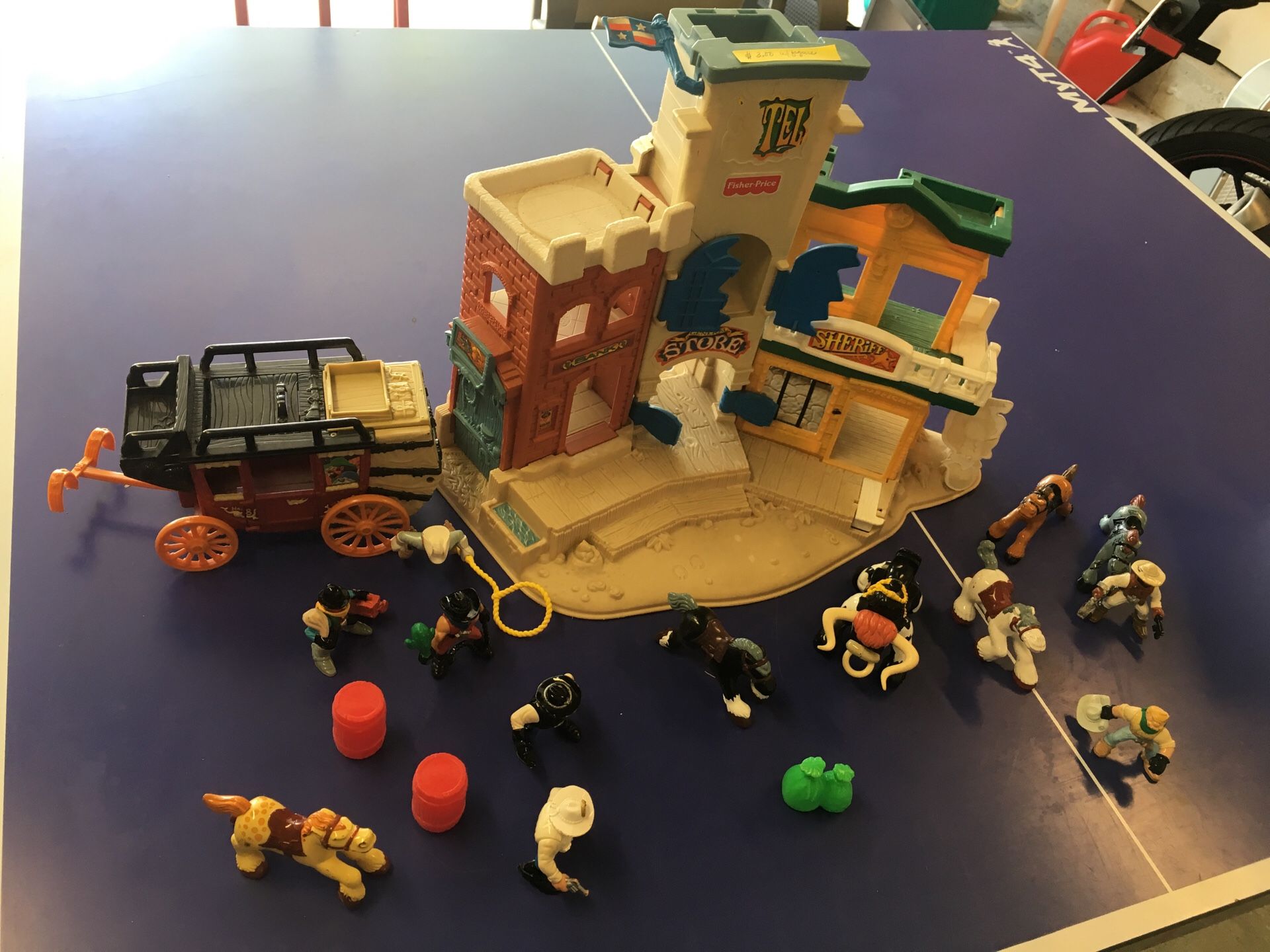 Fisher Price Wild Western Town w/ People Horses & Accessories Lot