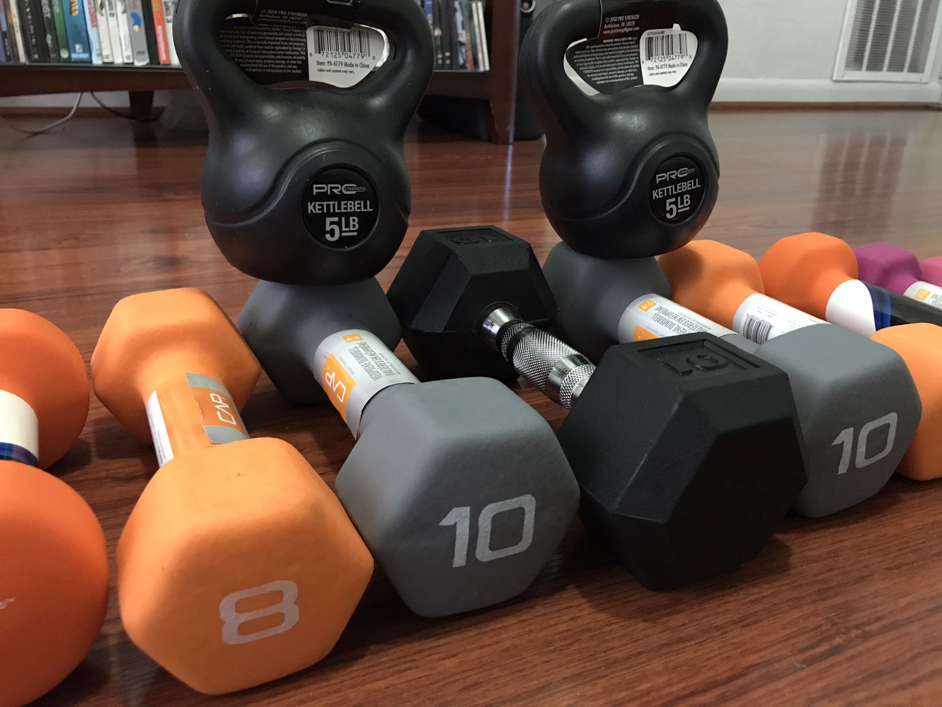 New dumbbells and kettlebell