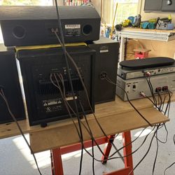 Stereo system, to forward speakers one center speaker and one subwoofer. Set up and ready for your listening. $125 or BRO…... 