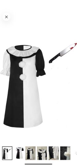 Women Killer Clown Costume Horror Movie Halloween Dress with prop knife - XXXL