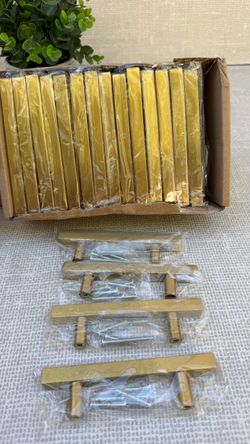 Gold T-Bar Cabinet Drawer Pulls – Bulk Lot