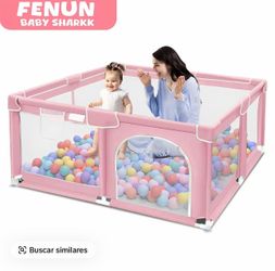 FENUN Portable Foldable Pink Play Pen for Infant Toddler with Mesh Sides
