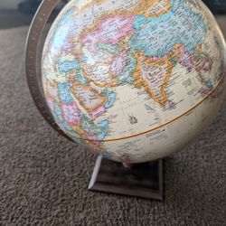 Replogle Globe Kevin M. Dzurny, Cartographer  With Brown Wood Base