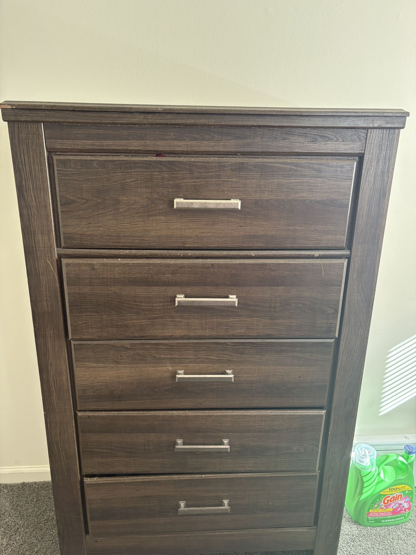 King Size Headboard , Including Box Spring , In Table For Bedroom , Dresser With Mirror , And An Extra Dresser 