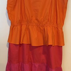 Sleeveless Orange and Pink Dress, Size Medium