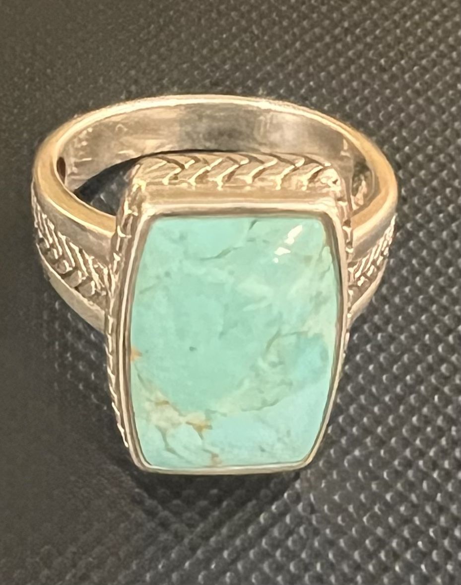 Barse Turquoise Real Stone in Sterling Silver Ring. Size 9
