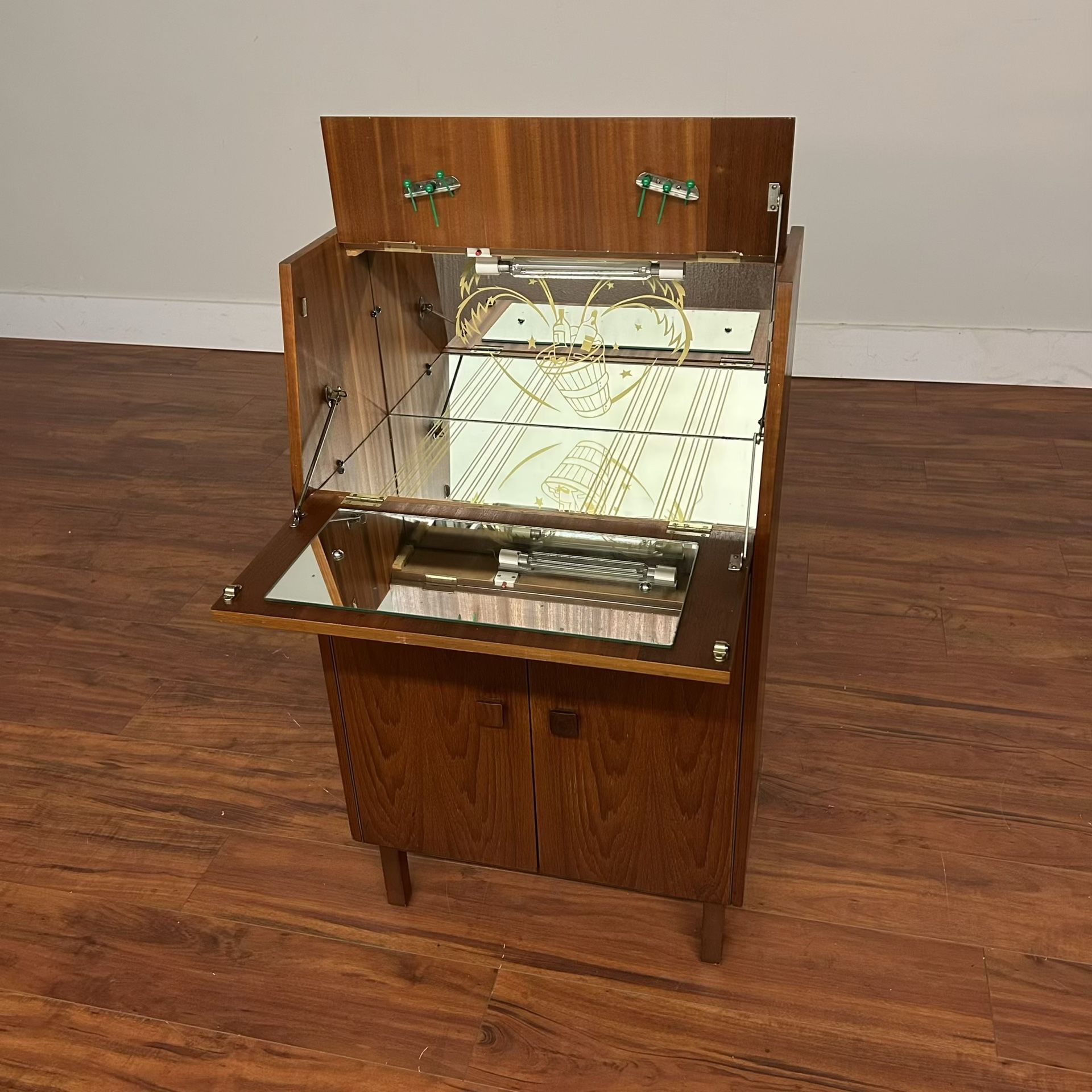 Mid-Century Teak Flip Top Bar Cabinet - Many More Items In Stock!