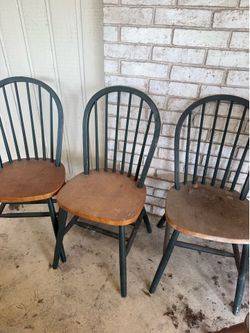 3 spindle back wooden chairs