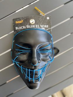 Black Blue Light Up Mask Costume