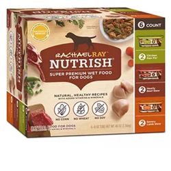 PACK OF 6 RACHEL RAY NUTRISH NATURAL WET DOG FOOD MEAT VITAMIN MINERALS 8 OZ