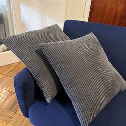 Set Of Two Big Grey Pillows For Sofa/Bed