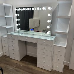 Bluetooth Makeup Vanity And Shelfs 