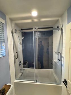 Barn door shower doors