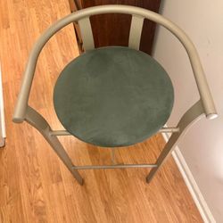 Vintage Green Velvet Bar Stool