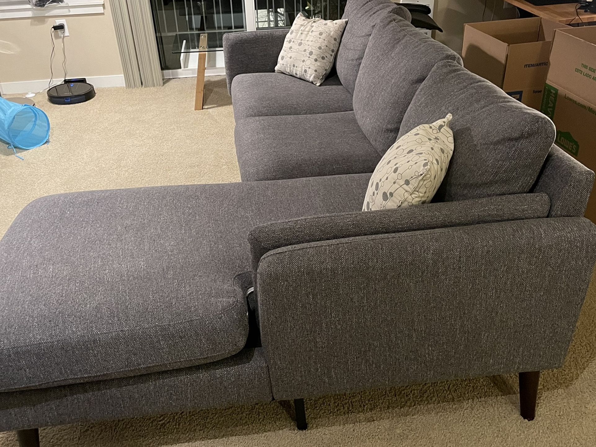 Gray Left Side Sectional Couch