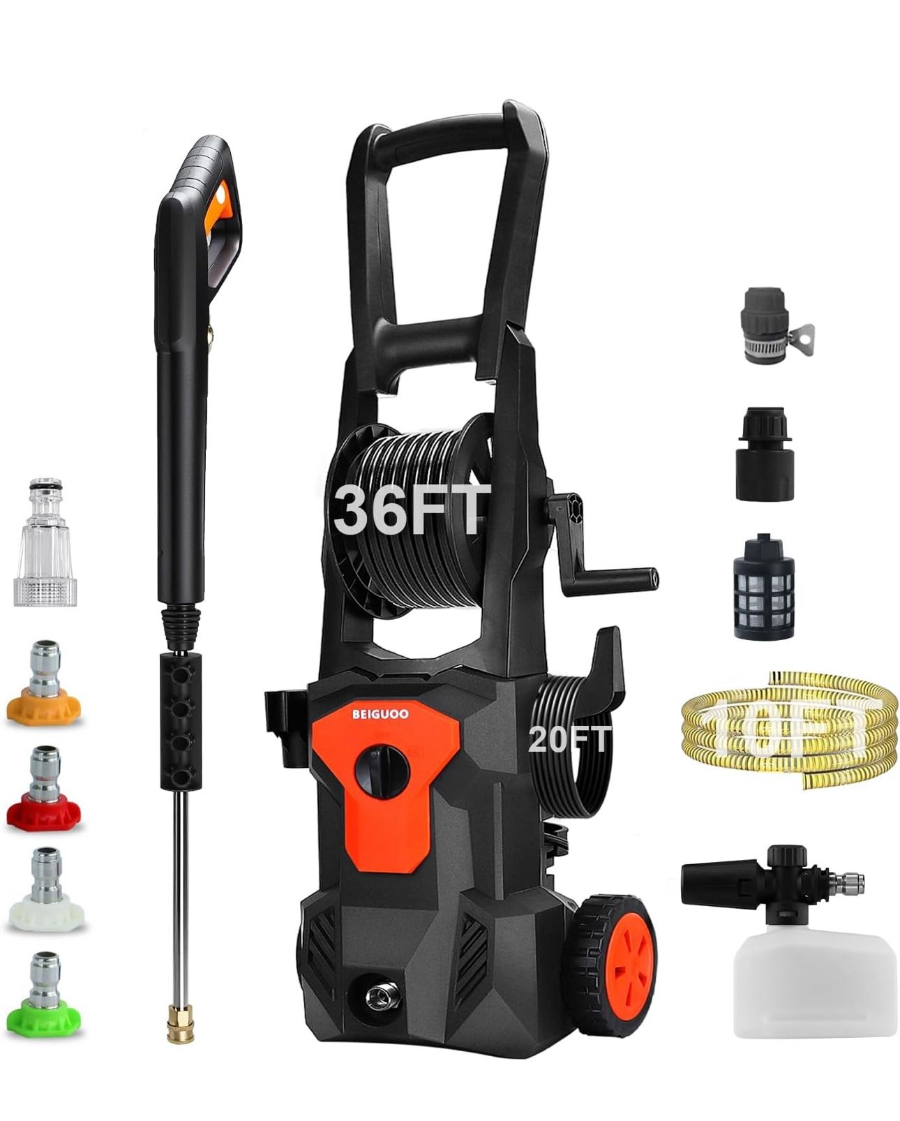 Pressure Washer, Power Washer with Foam Cannon High Pressure Washer for Cars, Fences, Patios, Decks, Patios and Driveway Powerwasher