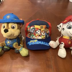 Toddlers Cap And Two Mini Plushies Marshall And Chase 