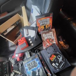 Playstation 3 guitar hero guitar with dongle and guitar hero 3 legends of rock game 
Great Condition