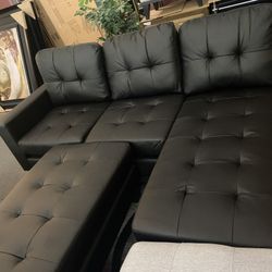 Black Lyssa Sectional Sofa w/Ottoman 👍90 days FREE FINANCING 