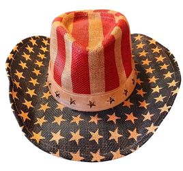 Patriotic American Flag Cowboy Hat Red White Blue Western Adult One Size