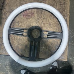 Billet Aluminum Steering Wheel White Wrap 