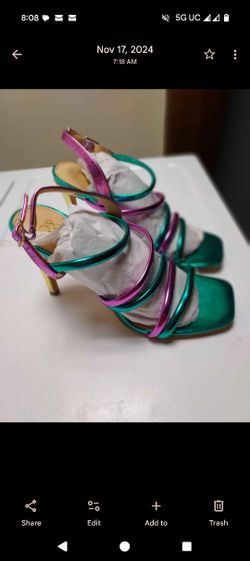 Teal Green And Purple Sandal Heels