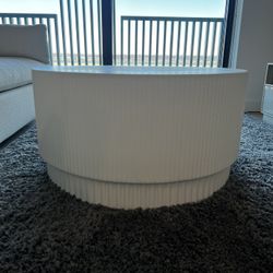 Fluted White 32 Inch Round Coffee Table