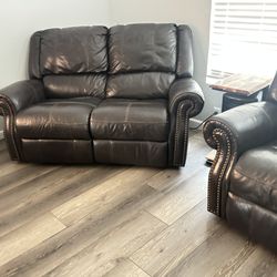 Leather couch and loveseat