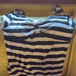Large Black And White Striped No Boundaries Off Shoulder