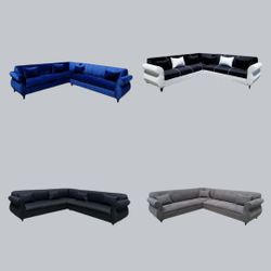 NEW 9x9ft SECTIONAL COUCHES, VELVET COMBO, GREY, CHOCOLATE COMBO, N WHITE LEATHER  Sofas  Set 3pc/ More Color FABRIC Available. 