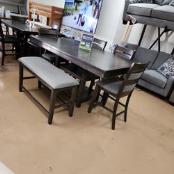 Solid Counterheight Dining Set Includes 4 Chairs And Stool With Butterfly Leaf Extension 