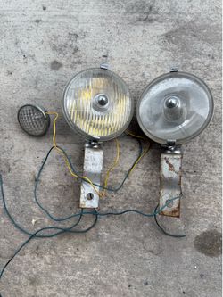 (2) Vintage Lucas SFT 576 Fog Lamps With Bonus Small Lamp. Made In England.