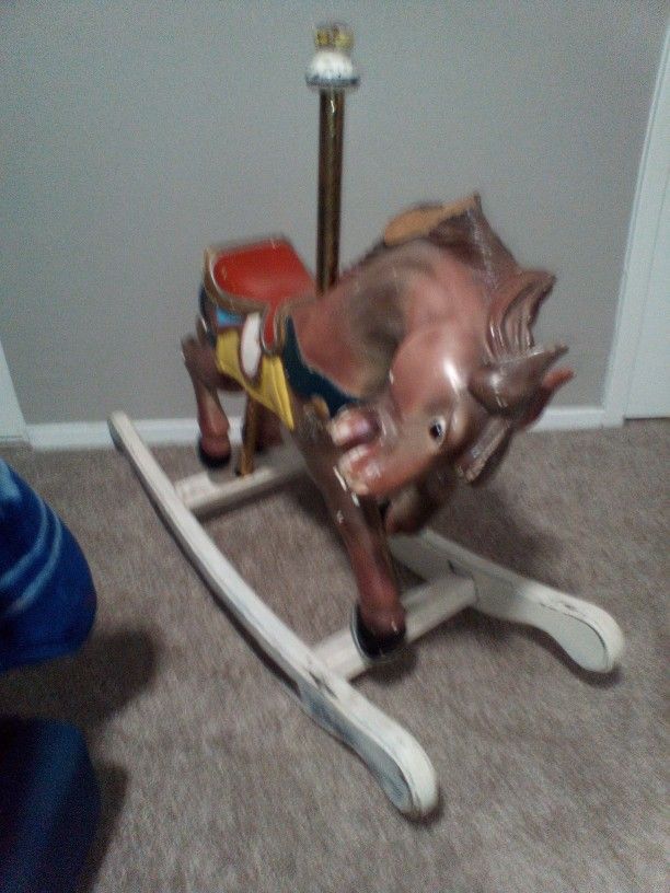 Antique Wooden Carousel Rocking Horse 