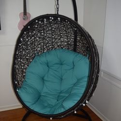 Grate Dark Teal Hanging Chair from City furniture 