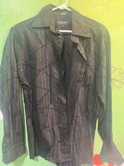 Eighty Eight Platinum Men's Geometric Black Gray Long Sleeve Button-Up Shirt M