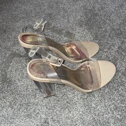 Size 8 clear nude heels