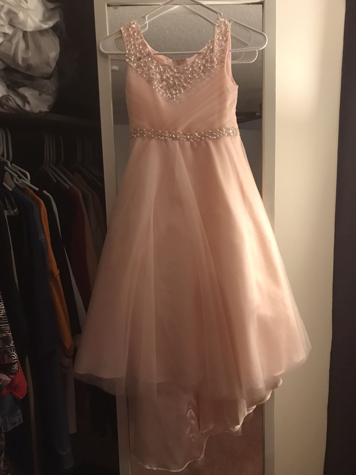 Girls Size 8 Blush Pink And Pearls Dress