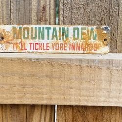 Porcelain Advertising Sign Mountain Dew 6 In