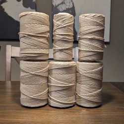 Macrame Cord  - Cotton Rope Zero Waste 2 Mm - 3 Ply - Beige 