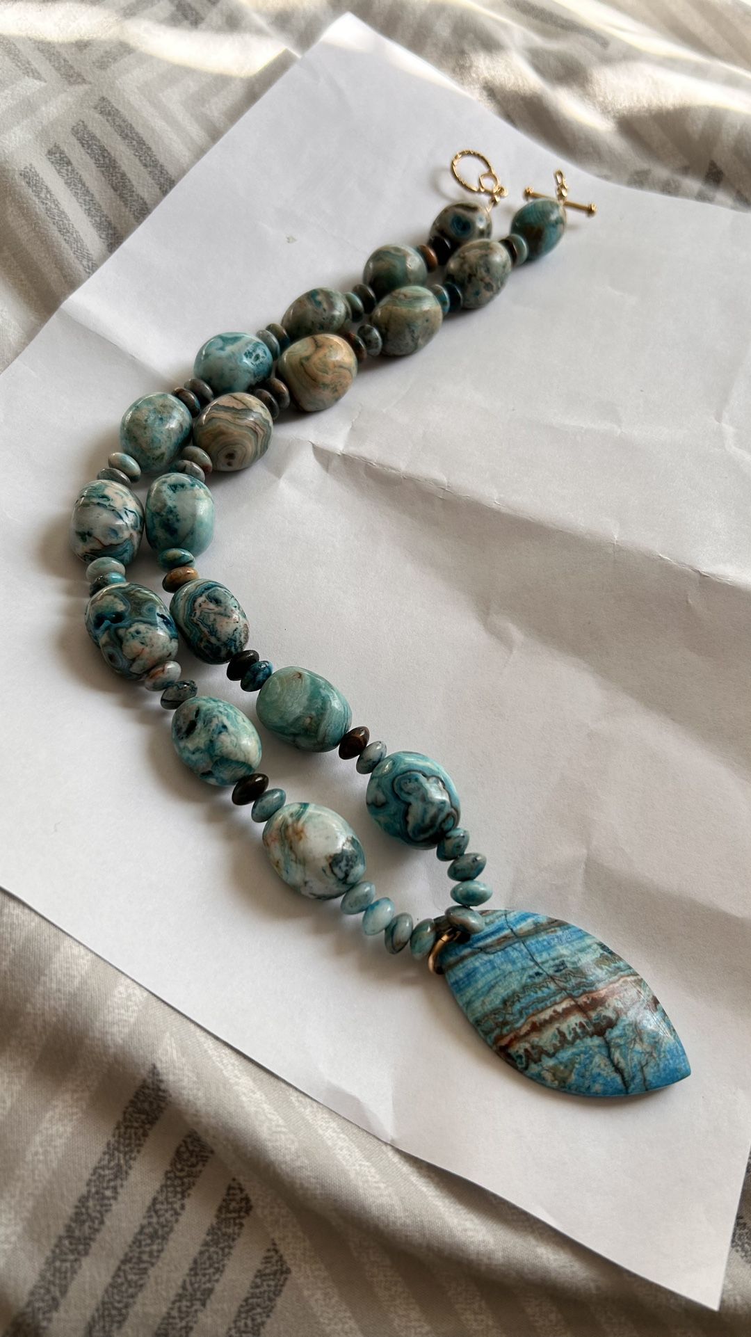 Heavy Necklace Of Unique Pretty Color Natural Gemstones